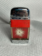 Vtg Scripto Vu-Lighter Cigarette Silver Tone Star Red Design Made In Canada - $29.95