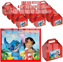 Lilo and Stitch Party Favor Boxes Thank you Decals Stickers Loots 12PC H... - $24.70