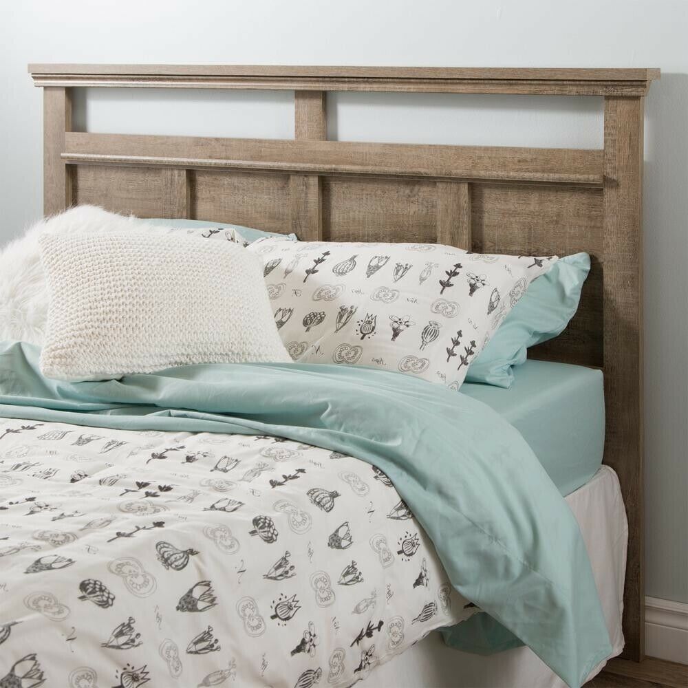 South Shore Bed Headboard Queen Size Freestanding Wood Weathered Oak