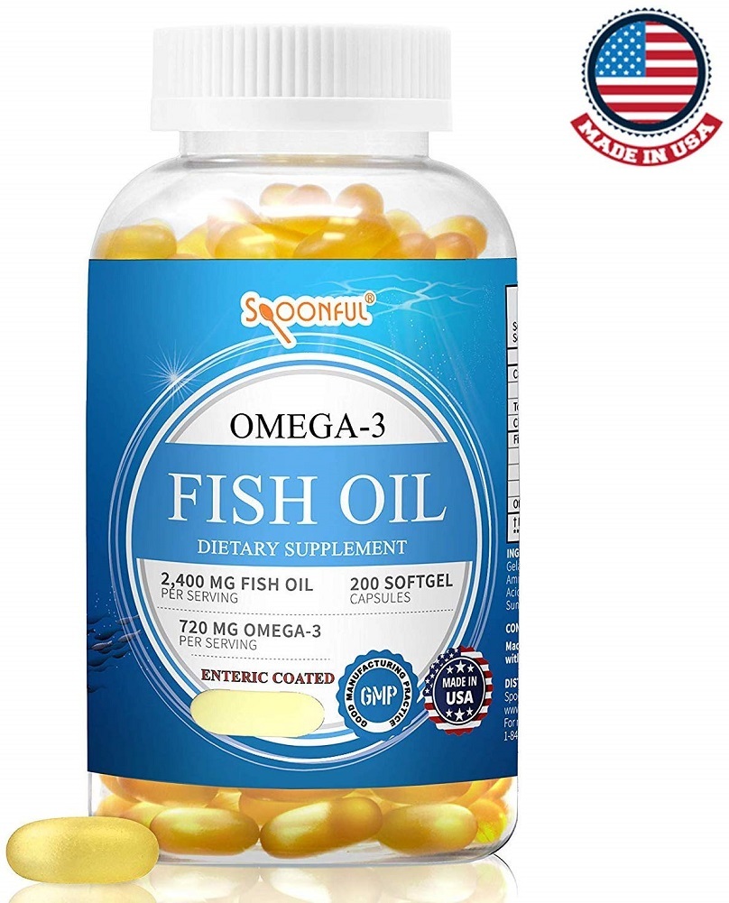 Spoonful Omega 3 Fish Oil Enteric Coated 2400mg, 200 Capsules, Rapid