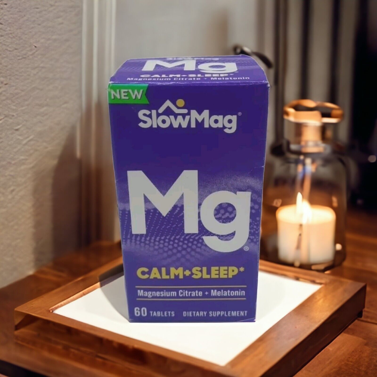 SlowMag Mg Calm + Sleep Supplement 60 tablets, Exp 06/2024 Dietary