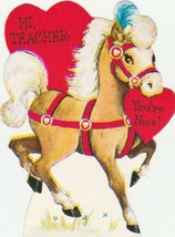 Vintage Valentine Card Horse With Heart Teacher Unused Hallmark 1960's - $7.91