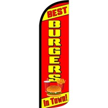 Pack of 3 Burgers Best In Town King Windless Swooper Feather Flag Sign Kit With Complete Hybrid Pole set