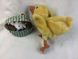 Folkmanis Hand Puppet Duck Plush And bunnies in basket lot  - $23.73