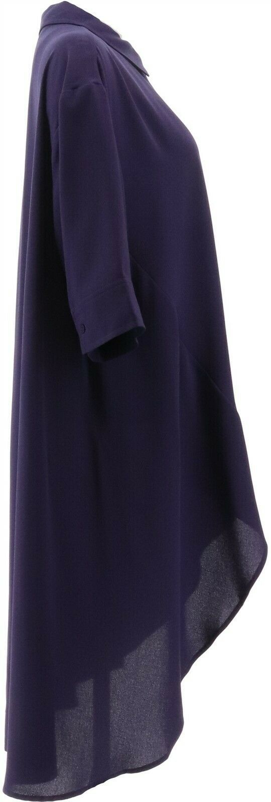 DG2 Diane Gilman Drama Button Front Hi-Low Blouse Black M NEW 710-405