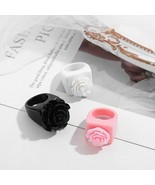 Rose Acrylic Rings set flower Resin Geometric Square Stacking Jewelry Gi... - $7.93