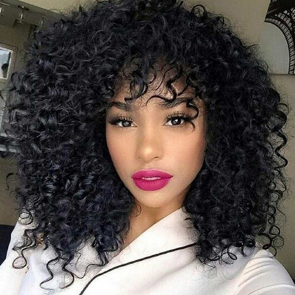 Doren Loose Deep Curly Synthetic Wigs for Women Fluffy Curls, #1 Black