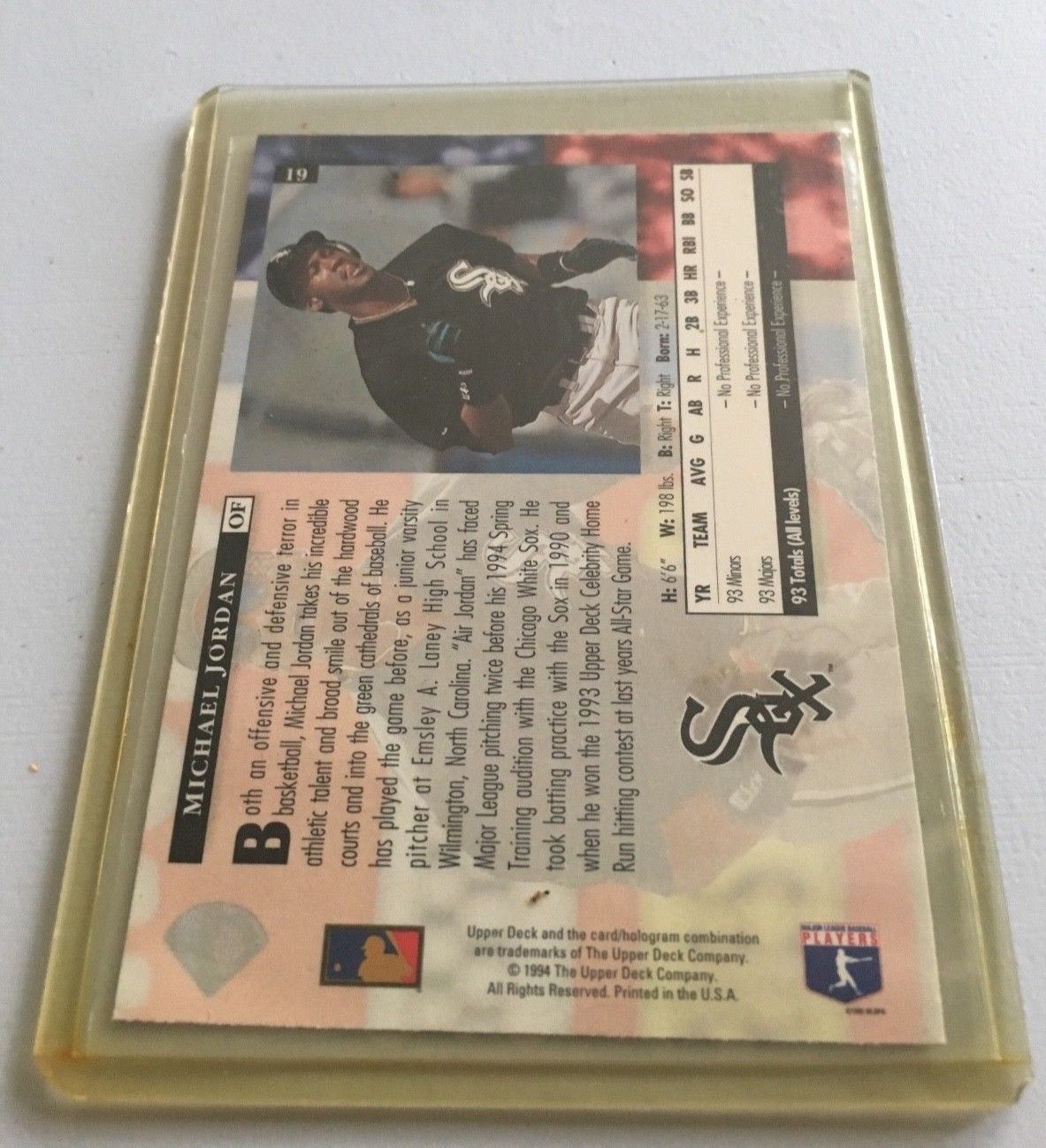 1994 Upper Deck Michael Jordan #19 Baseball Card, Rare ...