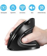 Doomier 2.4G Wireless Ergonomic Vertical Mouse with USB Receiver, 6 Buttons - $11.19