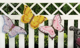 Butterfly Wall Plaques Set of 3 Pastel Colored Poly Stone Garden Fence  Decor image 2