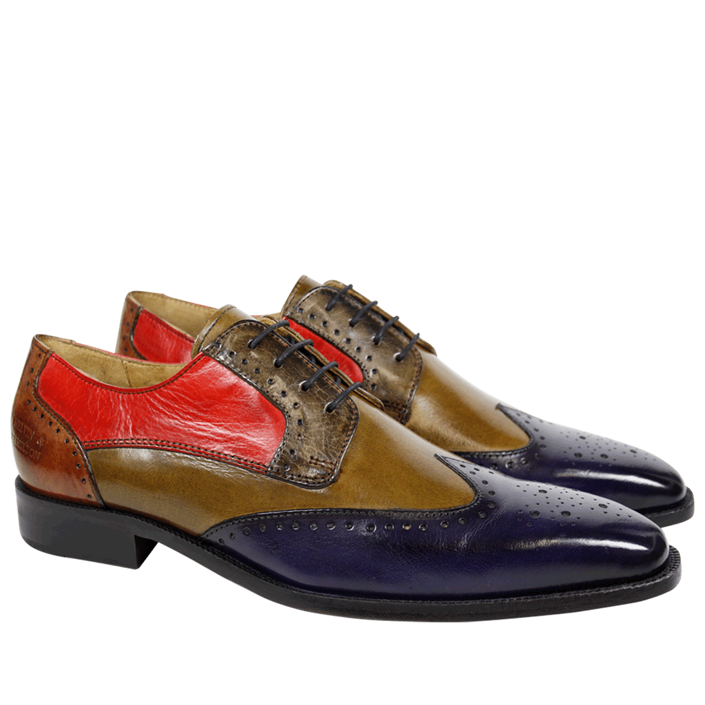 Handcrafted Multi Color Genuine Leather Wing Tip Pointed Toe Men Oxford