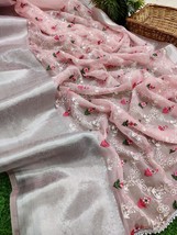New Designer Chikanakri Work Organza Saree for Partywear, Wedding, Tradi... - $56.99