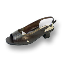 PEERAGE Karen Women Wide Width Leather Open-Toe Pleated ToeCap Slingback... - $49.45