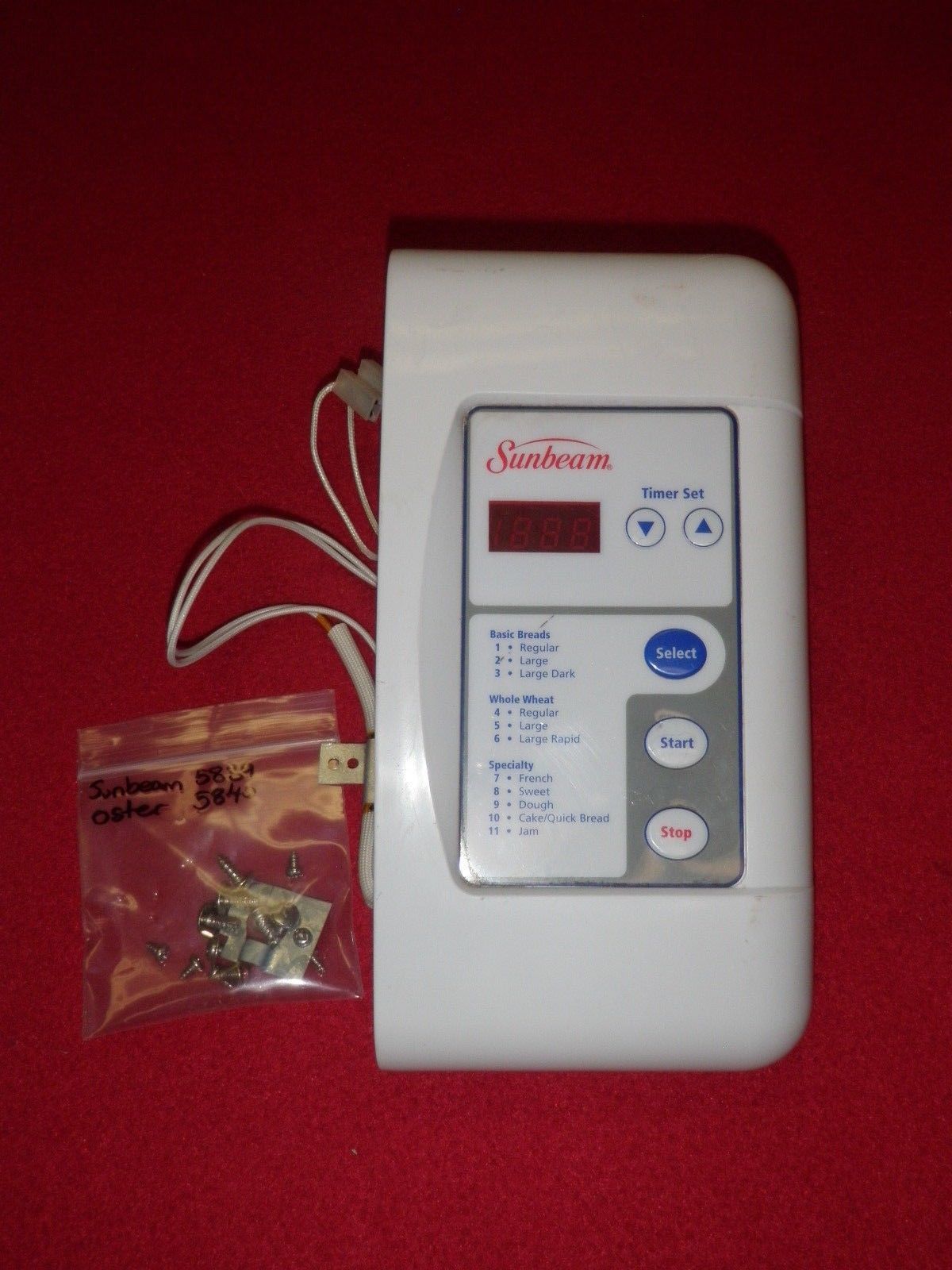 Sunbeam Oster Bread Maker Control Panel PCB Fuse Temp Sensor 5839/5840