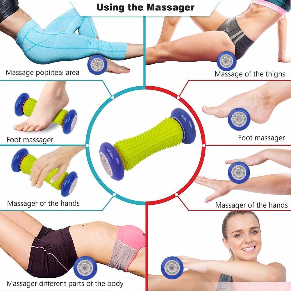 Foot Massage Roller Spiky Ball Relieve Plantar Fasciitis Heel Spurs Foot (Blue)﻿