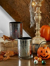 Set of 2 Partylite Spider Web Cobweb Mercury Glass Candle Holder P92816 Tealight - $17.81