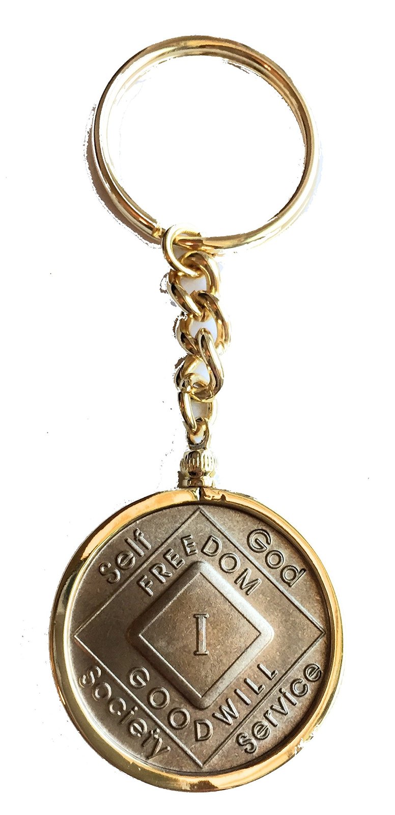 NA Medallion Holder Keychain 18k Gold Plated Narcotics Anonymous Key Chain