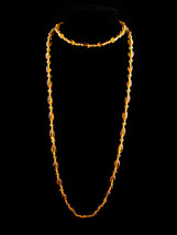 Antique Flapper Necklace - 56&quot; hand knotted amber glass beads - estate j... - $165.00