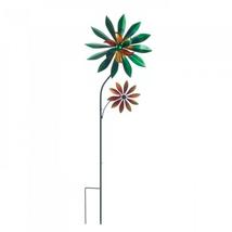 Set of 2 Flower Outdoor Garden Decorative Iron Spinning Windmills - $112.00
