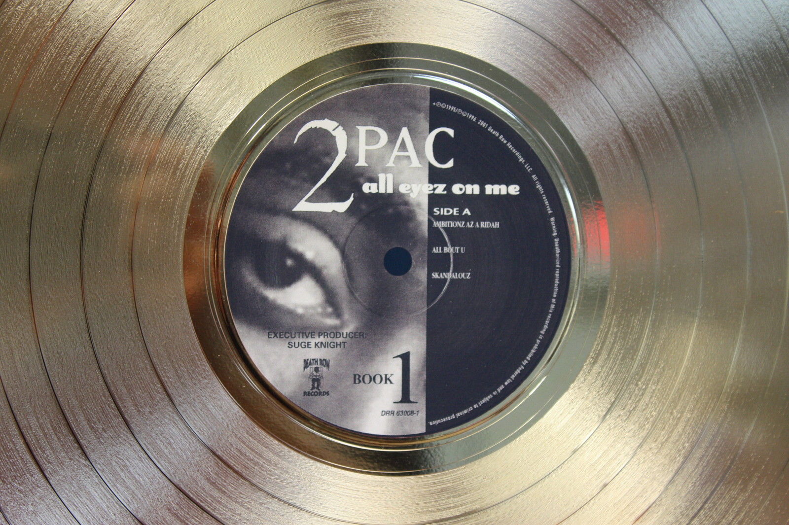2 Pac All Eyes On Me 2 PAC "ALL EYES ON ME" "TUPAC" GOLD CLAD LP LTD EDITION RECORD DISPLAY