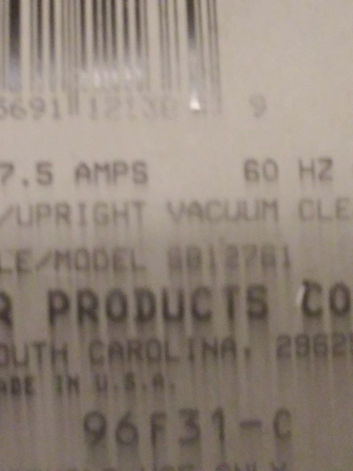 Singer Upright Vacuum Cleaner, SB 12761, HighLow/Attachment Switch