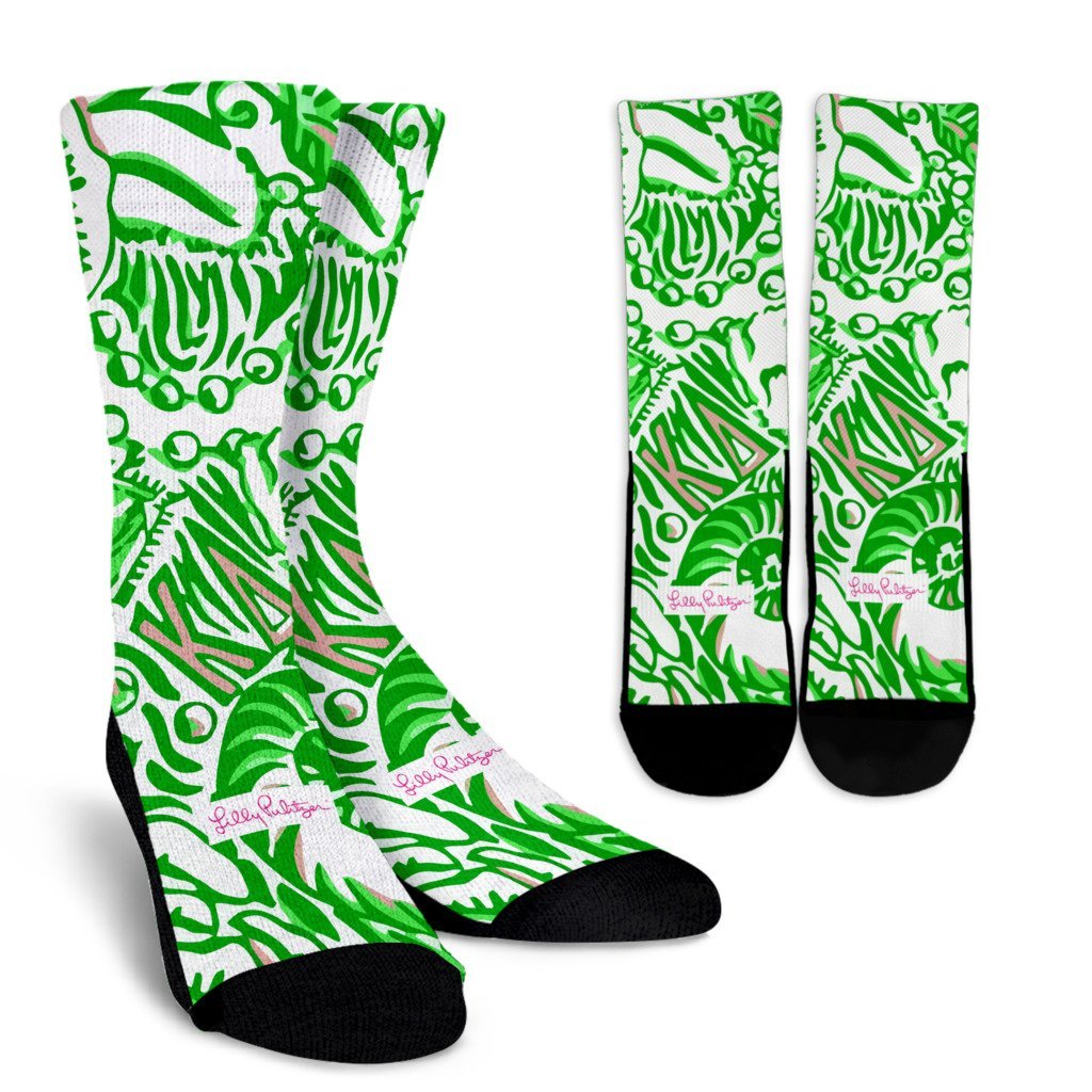 Green Kappa Delta Lilly Pulitzer Socks Women's Men's Crew Sock Socks