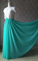 Blue Green Maxi Chiffon Skirt Silk Chiffon Maxi Skirt Wedding Chiffon Skirt image 2