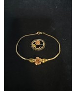 Vintage Kremnetz Gold Filled Rose Bracelet And Brooch Partial Parurer (3982) - $80.00