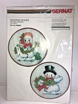 Bernat Holiday Hoops Mr & Mrs. Snowman Stitchery Vintage Sealed Package - $21.75