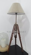 NAUTICALMART CLASSICAL OAK WOOD TRIPOD TABLE LAMP IN MAHOGANY FINISH