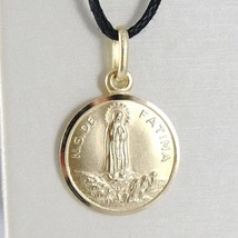 18K YELLOW GOLD OUR SENORA LADY OF FATIMA, VIRGIN MARY ROUND MEDAL, ITALY, 13 MM image 2