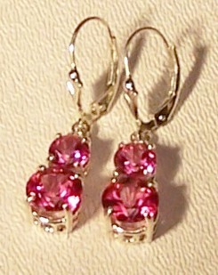 Pink Topaz Sterling Silver Earrings 6.5 cttw MADE IN USA - Genuine Gemstone