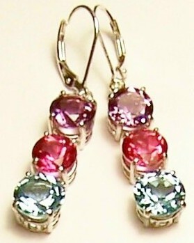 Amethyst Pink Topaz Blue Topaz Sterling Silver Earrings MADE IN USA