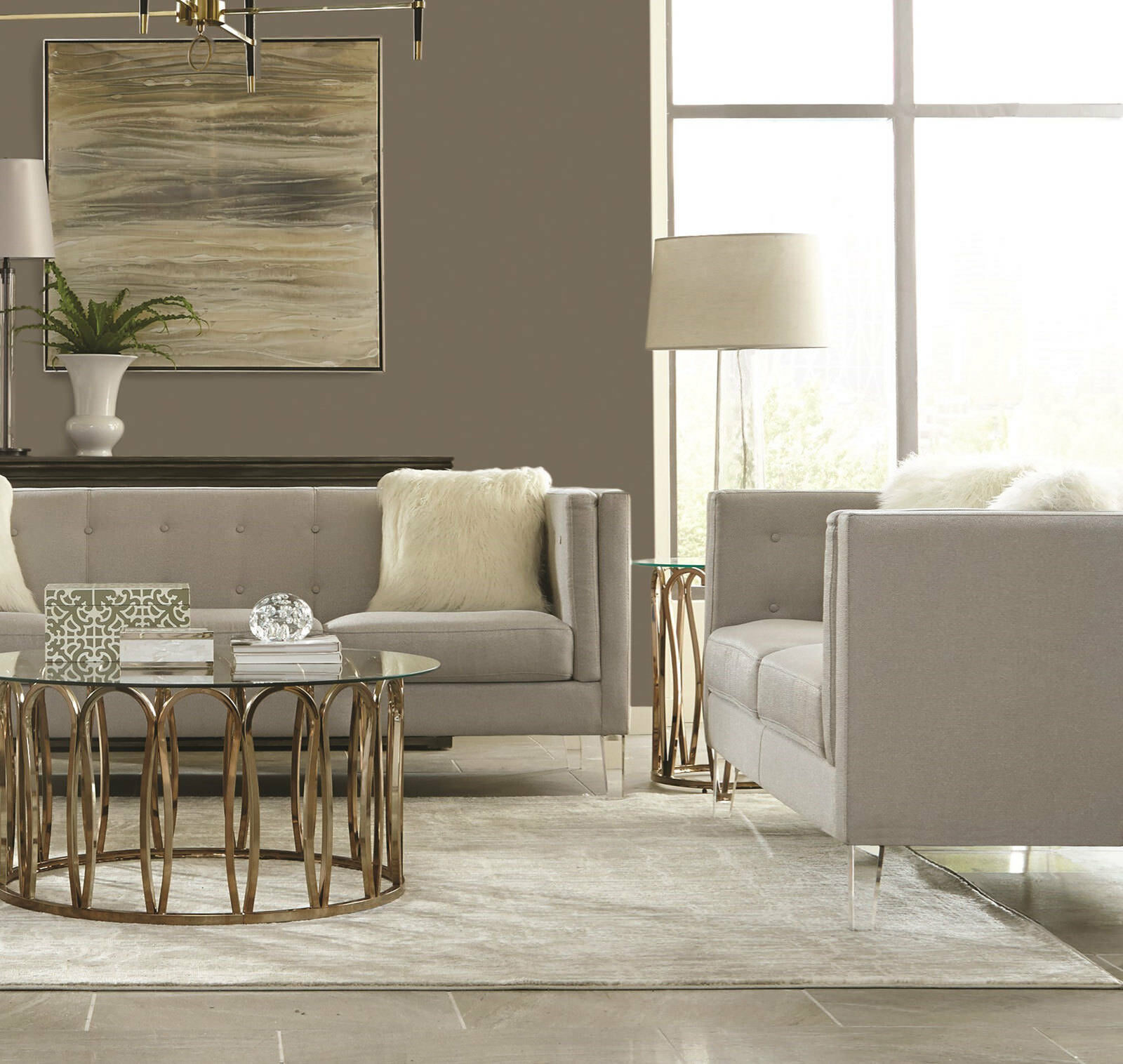 KANE Modern Living Room Couch Set  NEW Light Gray 