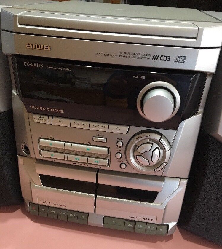 aiwa cx-na115 digital audio system Disc and cassette with speakers ...