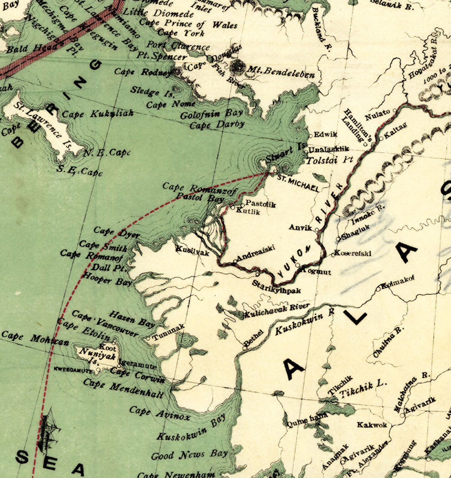 1897 Alaska Klondyke Map Rush Gold Mining Fields Mines Yukon Klondike ...