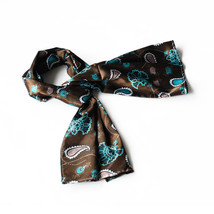 Dark Brown Paisley & Flower Pattern Elegant Scarf(Large) - $16.99