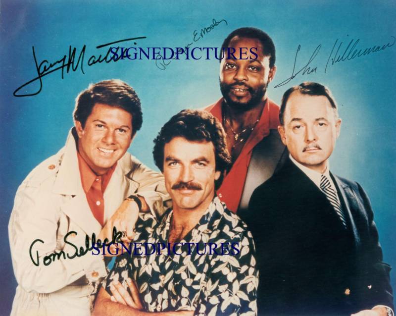 MAGNUM PI CAST SIGNED AUTOGRAPHED AUTOGRAPH RP 8x10 PHOTO ALL 4 TOM SELLECK P.I.