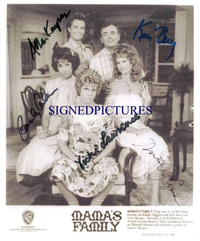 MAMA’S FAMILY CAST ALL 5 SIGNED 8x10 RP PHOTO MAMAS VICKI LAWRENCE KEN