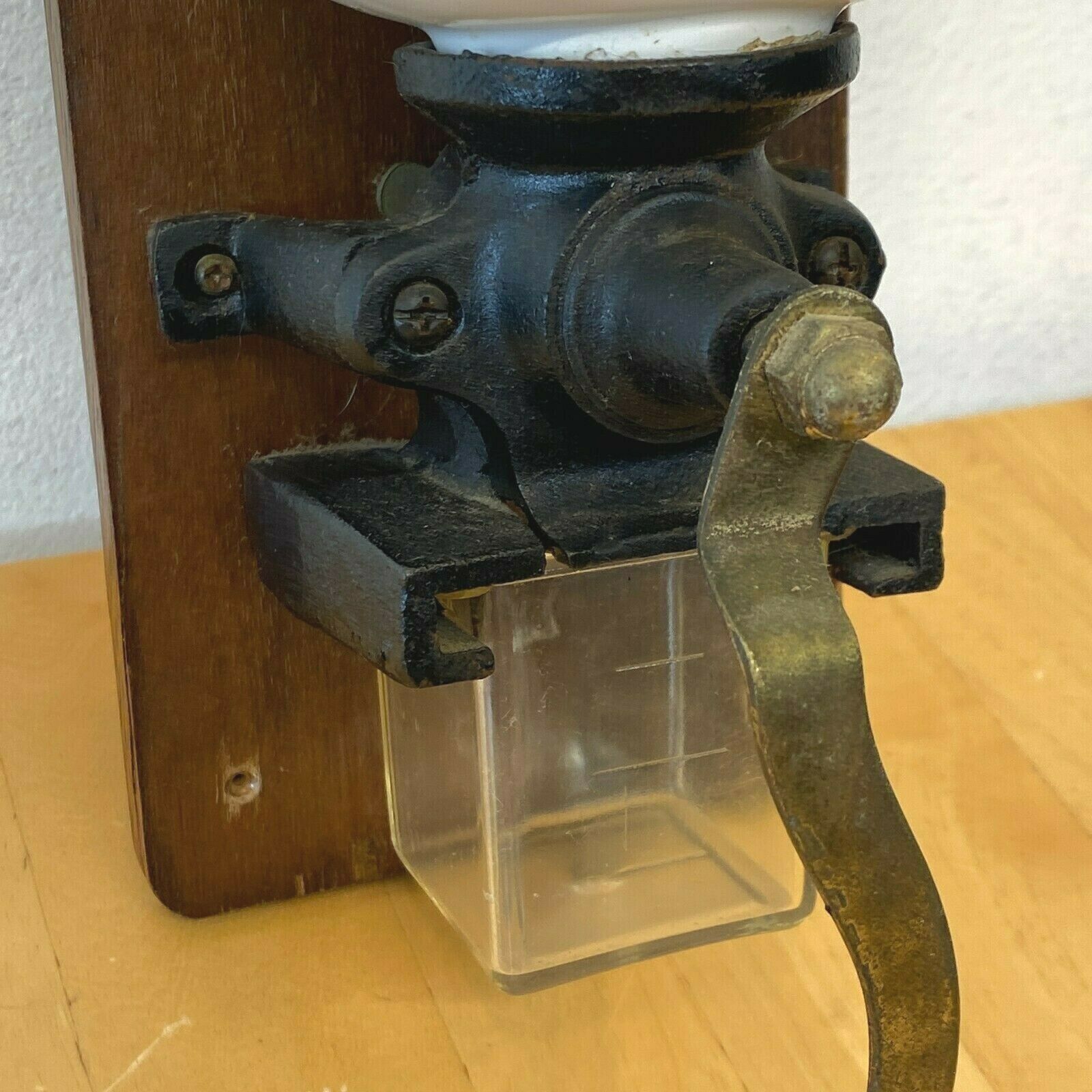 Vintage Wall Mount Coffee Grinder Porcelain Windmill Ducks Blue Delft