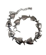 Vintage ladies silver tone metal fishes chain link belt 40&quot; - $29.99