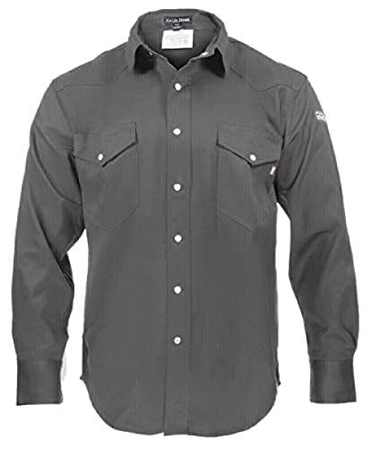 Flame Resistant FR Shirt - 100% C - Light Weight (XLarge, Dark Grey)