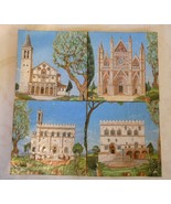 Set of Four Square Cork Coasters With Italian Gothic Buildings; Handcrafted - $12.00