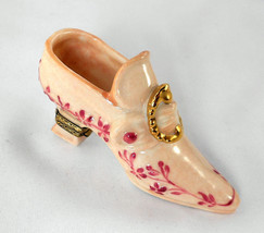 Limoges Box - Floral High Heel Shoe &amp; Gold Buckle - Chamart - Peint Main - $75.00