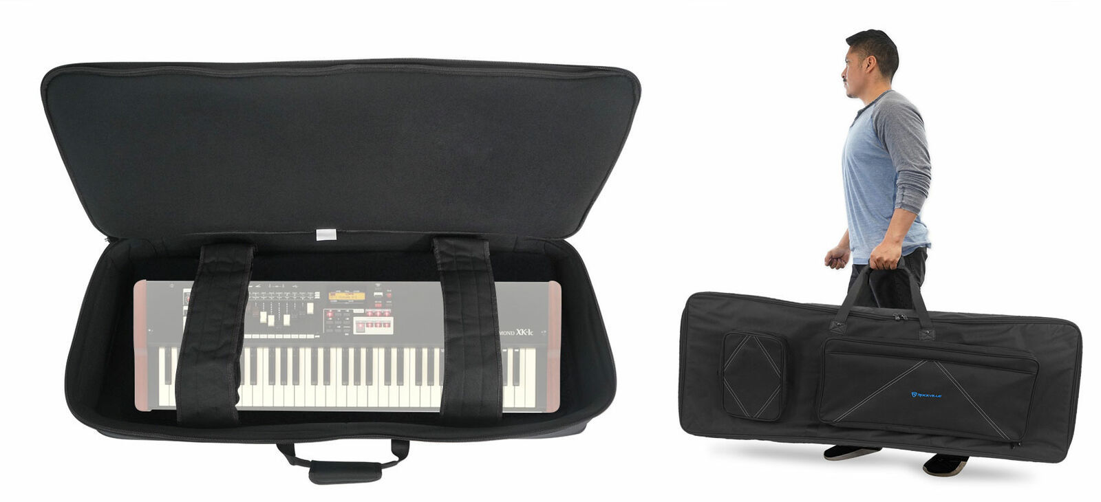 Rockville 76 Key Padded Rigid Durable Keyboard Gig Bag Case For HAMMOND XK-1