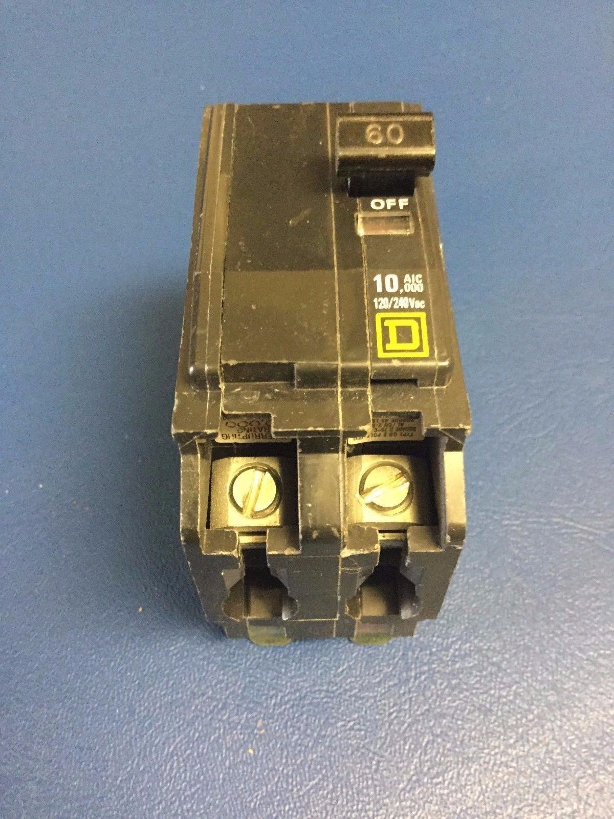 60 Amp Square D Type QO260 Double or 2 Pole SQD Circuit Breaker HACR