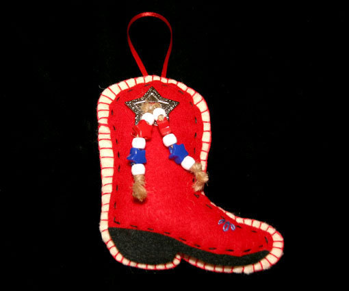 Primary image for  Western Country Handcrafted Felt Boot Christmas Ornament