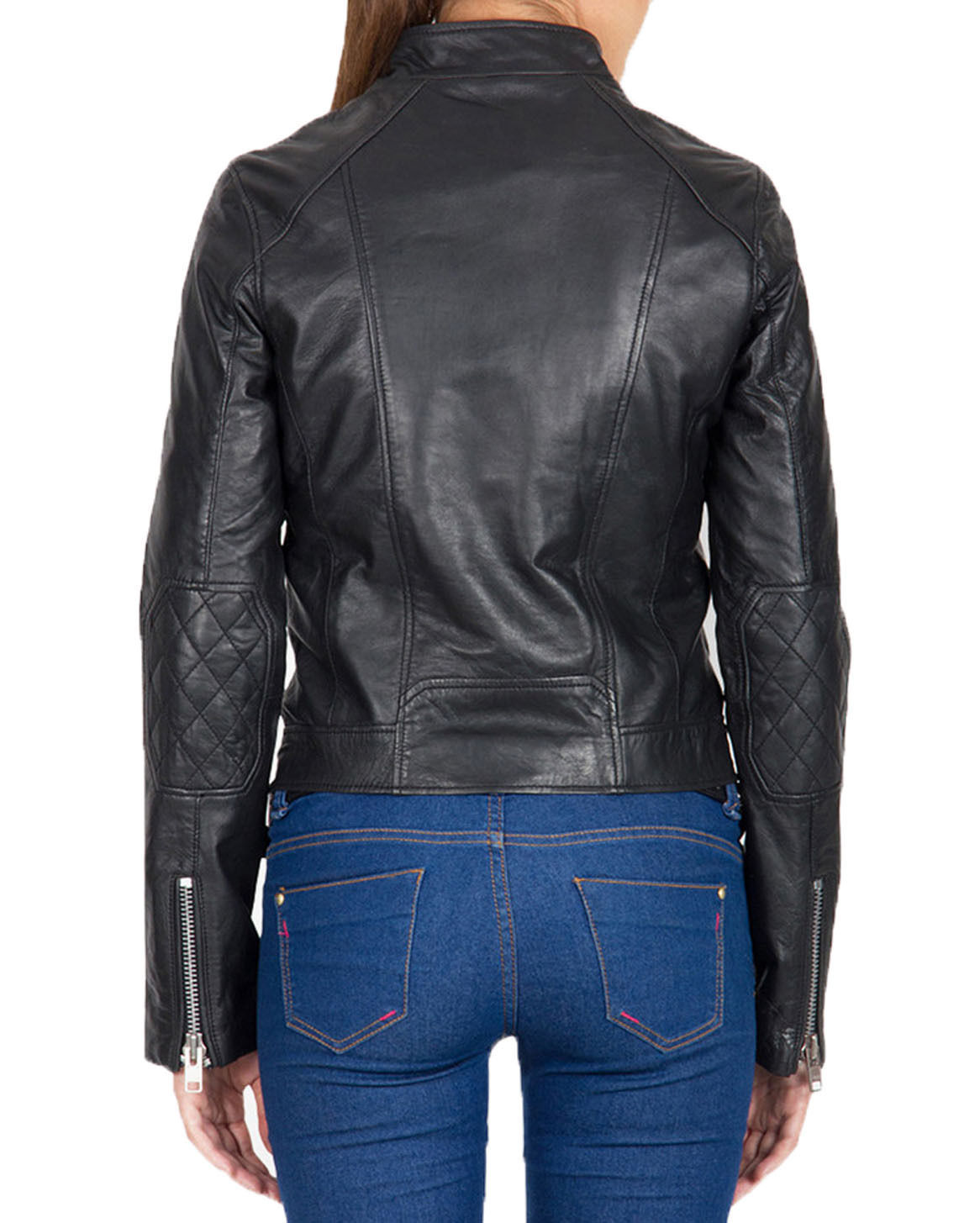 New Women's Black Fashion Motorcycle Original Leather Slim fit Jacket ...