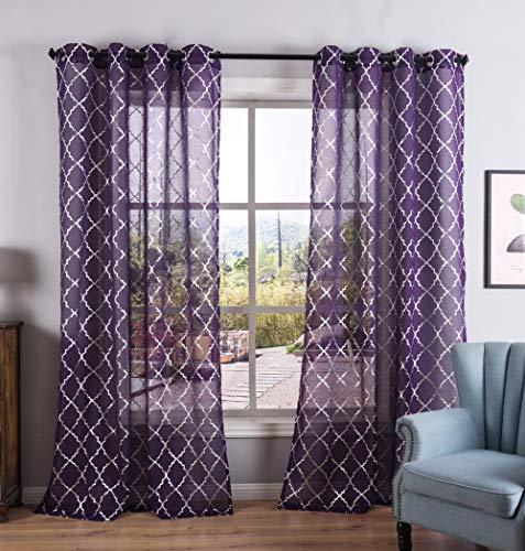Kotile Purple Sheer Curtains for Girls Room/Kids Room 63 ...
