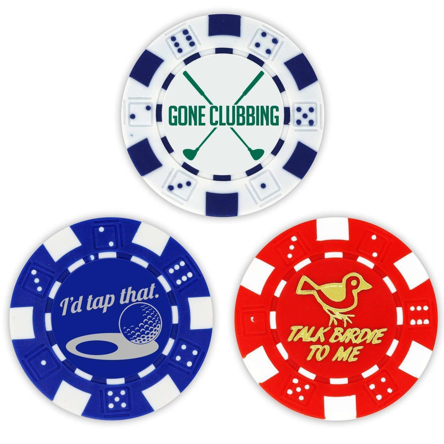 Golf Ball Marker Poker Chips, 3 chips (11.5 gram chips) Golf Accessories